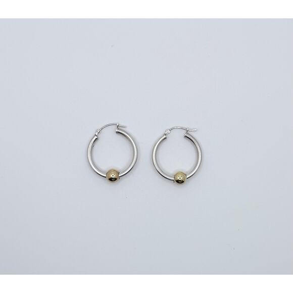 None Jewelry - Vintage Cape Cod 925 Sterling Silver Hoop Earrings with 14k Gold Balls